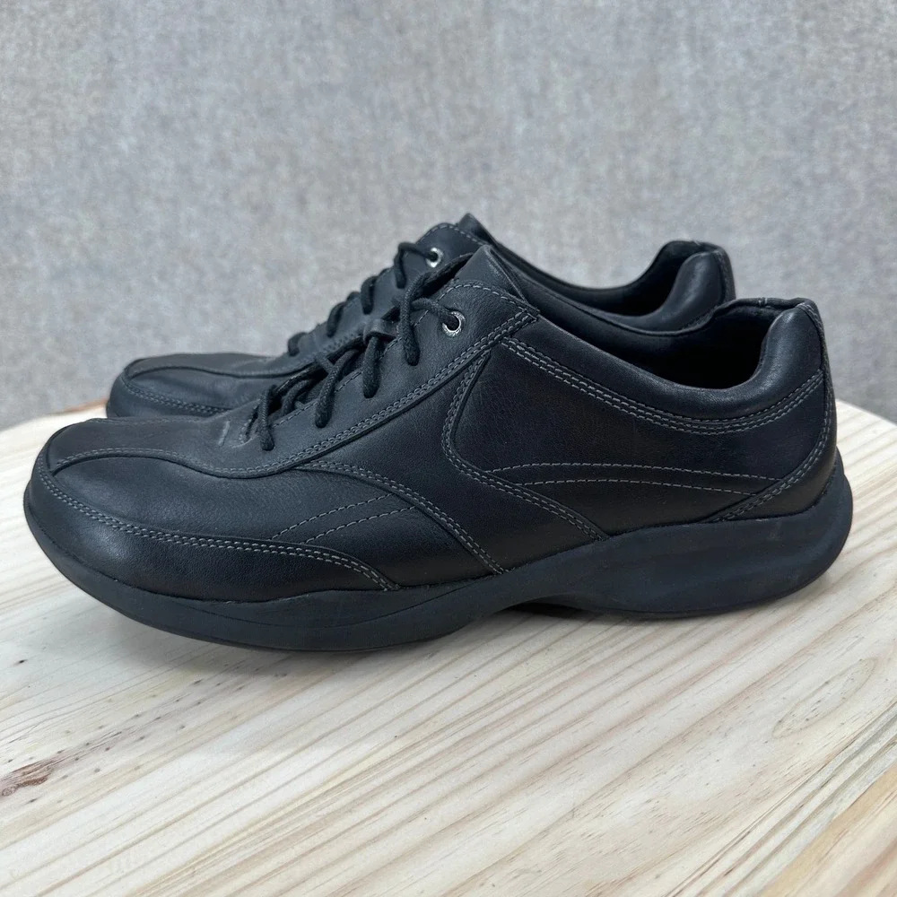 Clarks‎ Clarks Wave Walk Mens Black Leather Sneakers Lace Up Shoes 12 M